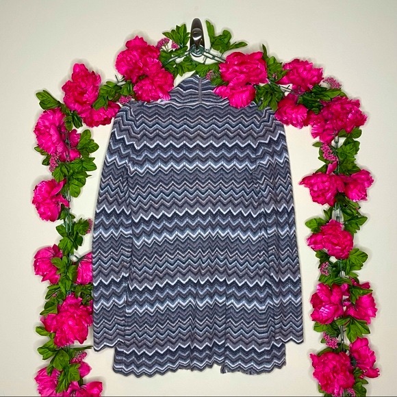 Kinross Cashmere Brown Multicolor Chevron Cashmere Open Front Cardigan - Picture 3 of 3